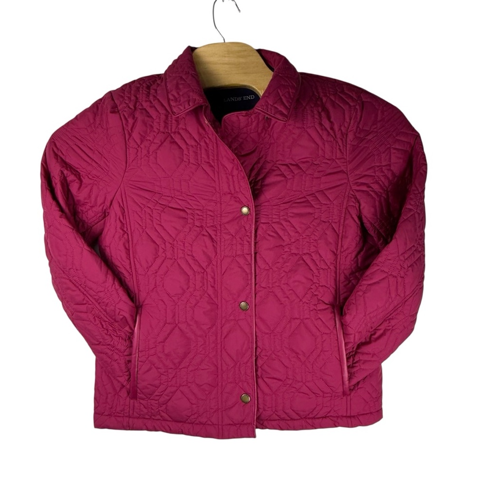 Lands’ End Quilted Jacket – Berry‎ Pink – Women’s Medium (10–12)